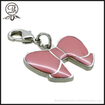 Tie Bow knot shape metal charm silver